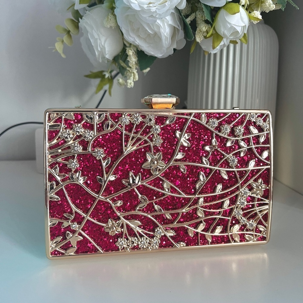 Elegant Red Clutch with Gold Accents Christmas/New Year's Party